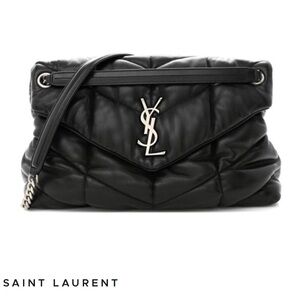 YSL Saint Laurent- Lambskin Quilted Medium Loulou
Puffer Monogram Chain Satchel